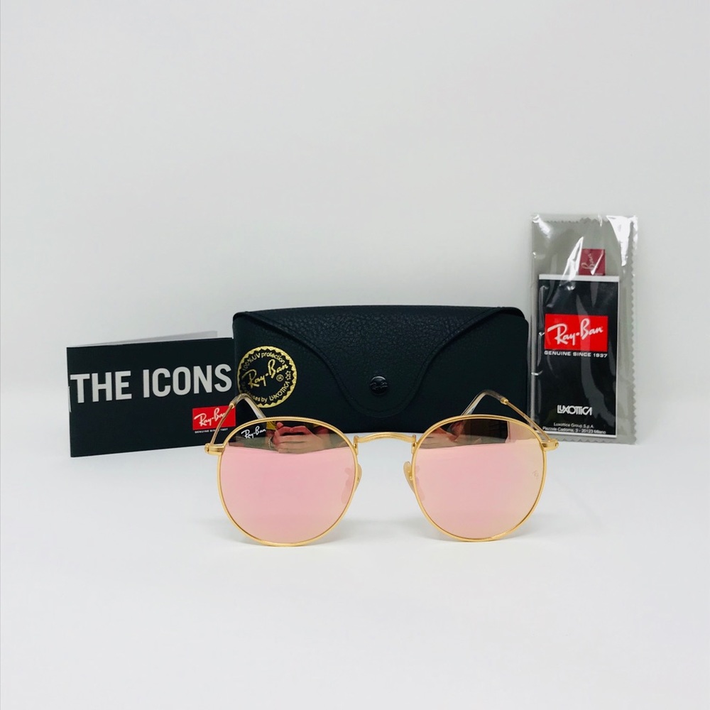 Ray-Ban 50mm RB3447 Rose Gold Round sunglasses